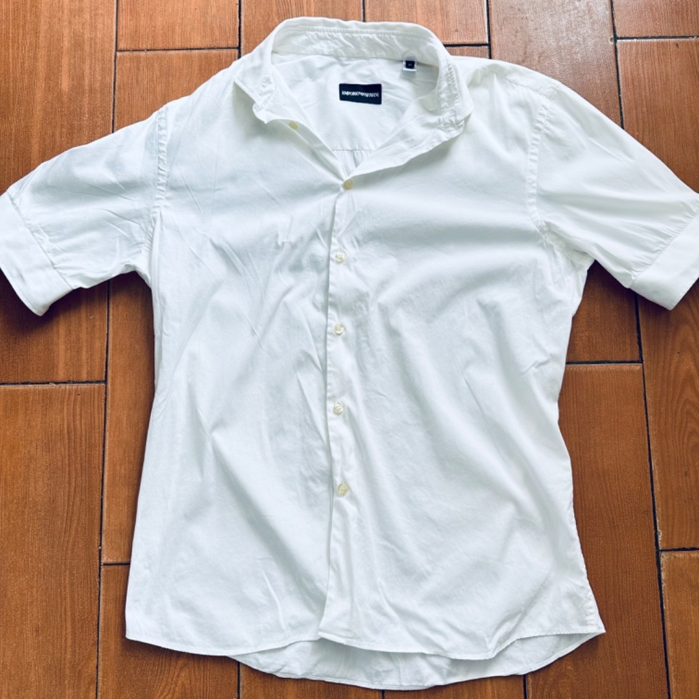 EMPORIO ARMANI White Blouse White Buttons Sleeves Size 40 usa 8 - Picture 2 of 9